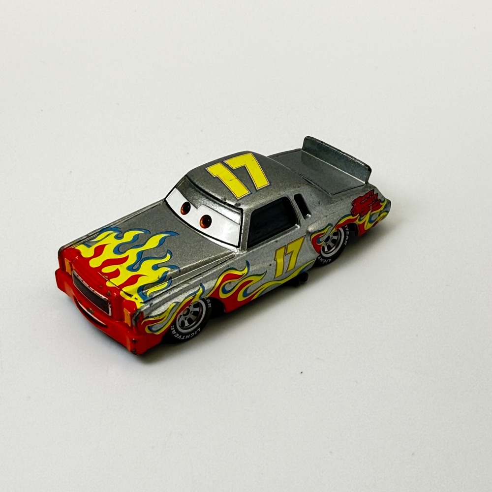 Disney Pixar Cars Darrell Cartrip Diecast Silver Flame #17 Mattel 1:55 Scale
